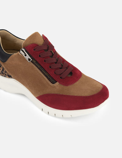 Tenis multicolor de ante para mujer con plantilla extraíble