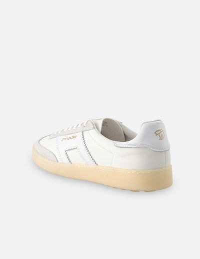 Tenis en piel napa color blanco con detalles en piel ante para hombre