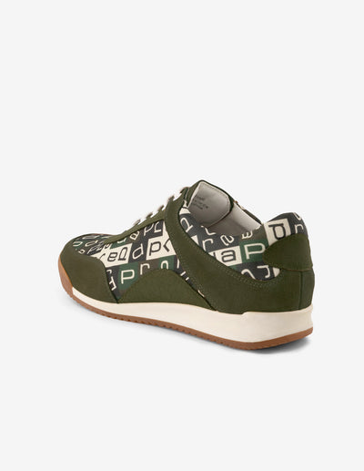 Tenis verdes de ante y textil para hombre con letras Prada
