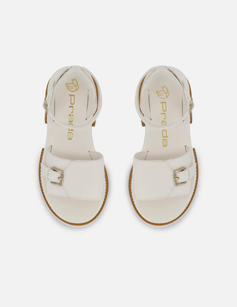 Sandalia de piel color blanco para mujer con plataforma