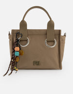 Tote verde nylon para mujer con adorno lateral