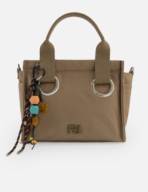 Tote verde nylon para mujer con adorno lateral