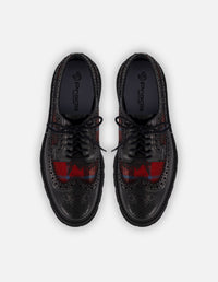 Zapato Blucher negro de piel y textil para hombre