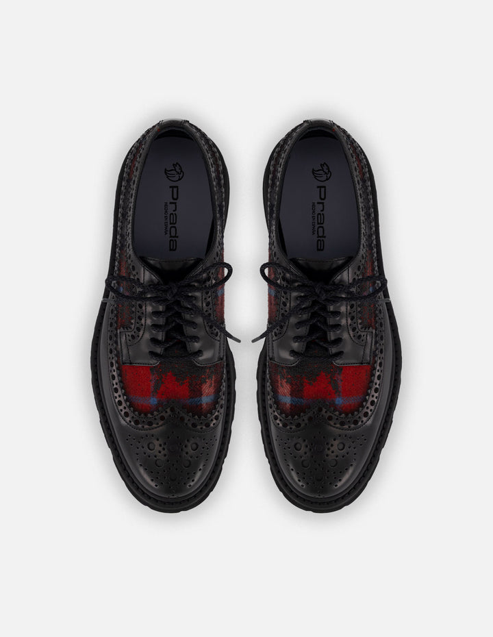 Zapato Blucher negro de piel y textil para hombre