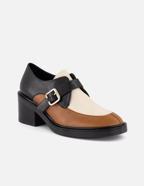 Zapato Monk multicolor piel para mujer con hebilla metálica