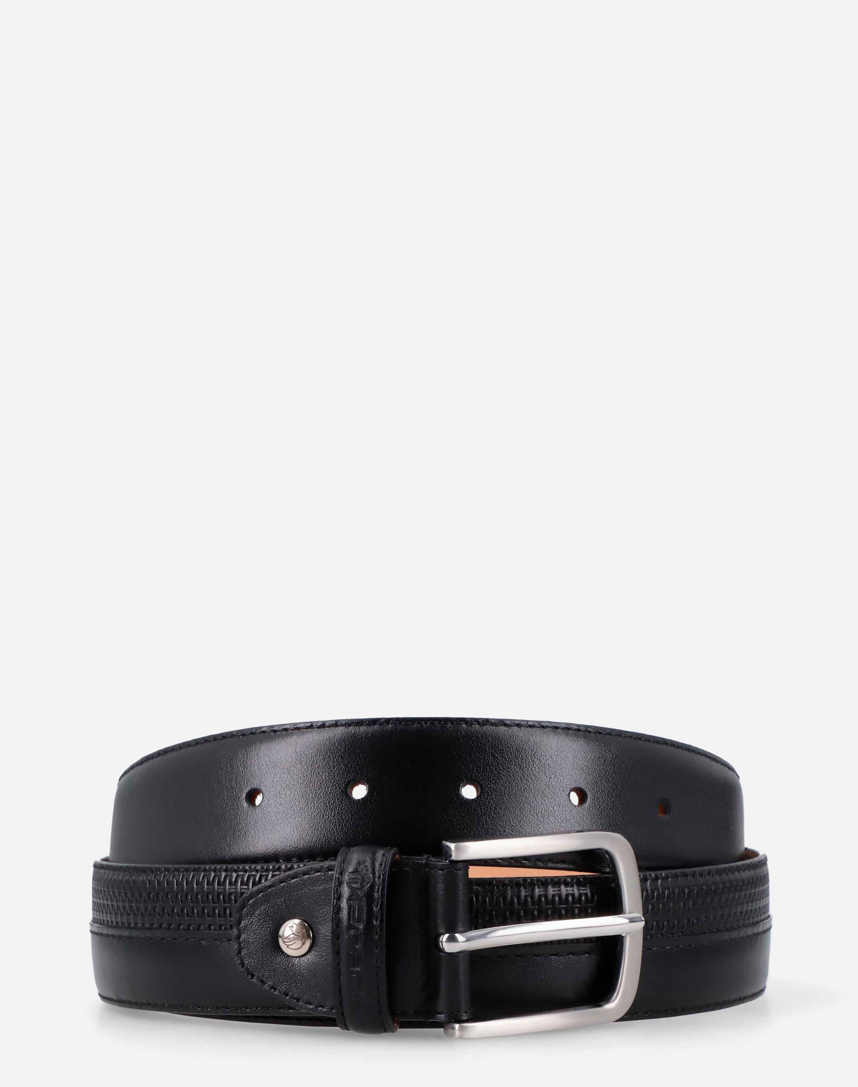 Cinturón en piel grabada color negro