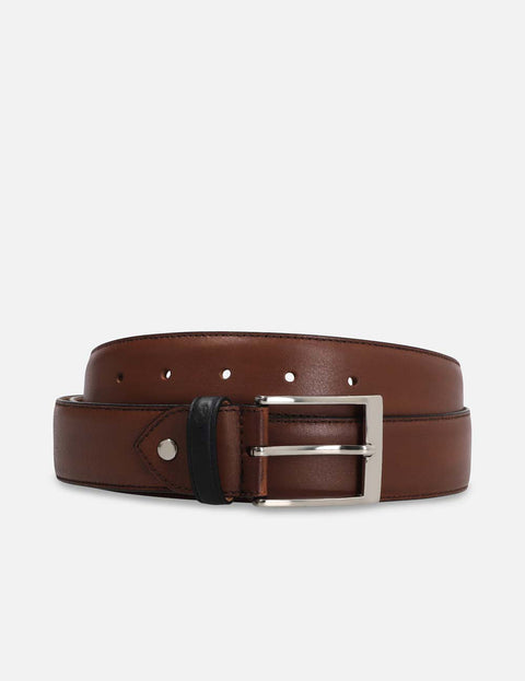 Cinturon caoba de piel para hombre