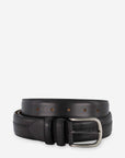 Cinturón en piel color negro con picado para hombre