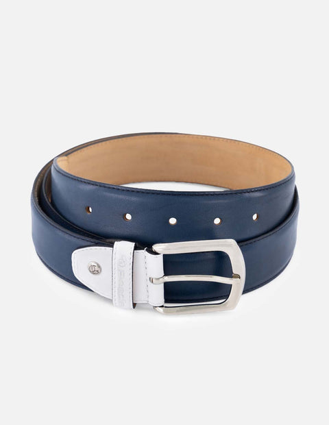 Cinturón en piel color azul para hombre