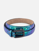 Cinturón en piel con grabado coco color azul para mujer