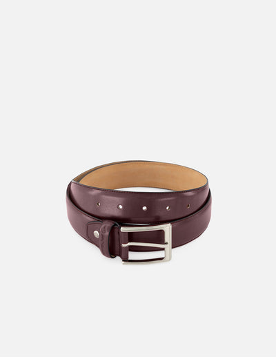 Cinturón en piel napa color vino para hombre