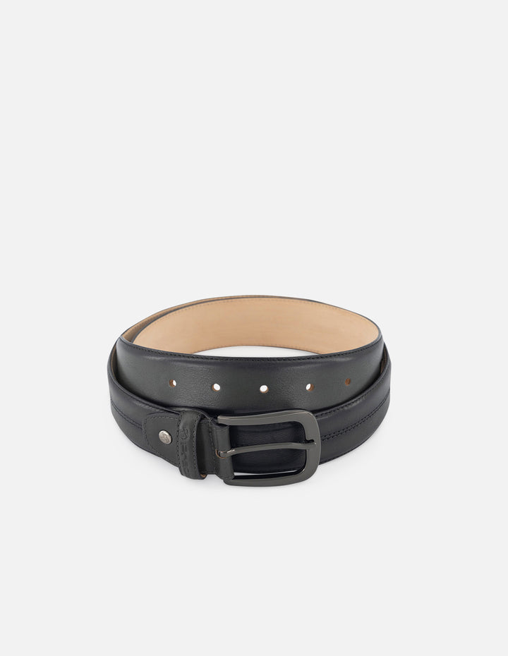 Cinturón en piel napa color verde  con detalles de ensombrecido para hombre