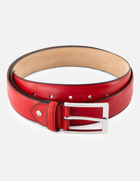 Cinturón en piel napa color rojo para hombre