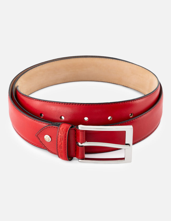 Cinturón en piel napa color rojo para hombre