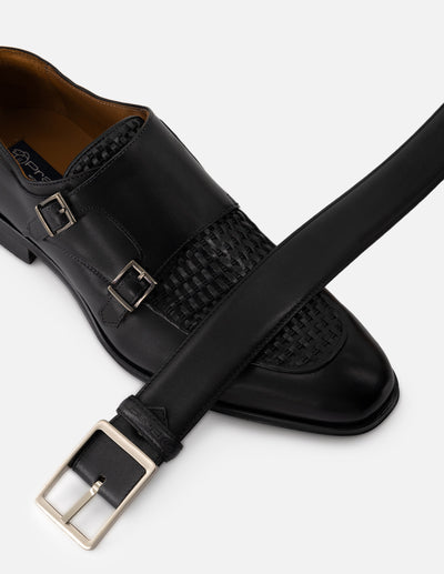 Cinturón en piel napa color cuero para hombre