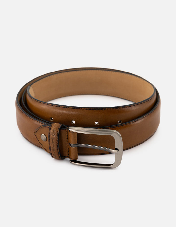 Cinturón en piel napa color cuero para hombre