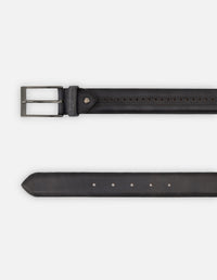 Cinturón en piel napa color gris con picado María para hombre