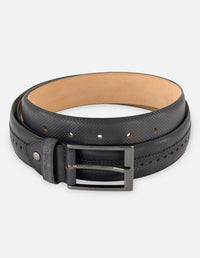 Cinturón en piel napa color gris con picado María para hombre