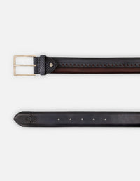 Cinturón en piel napa color azul con picado María para hombre