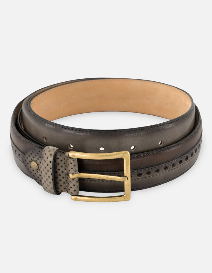 Cinturón en piel napa color verde para hombre