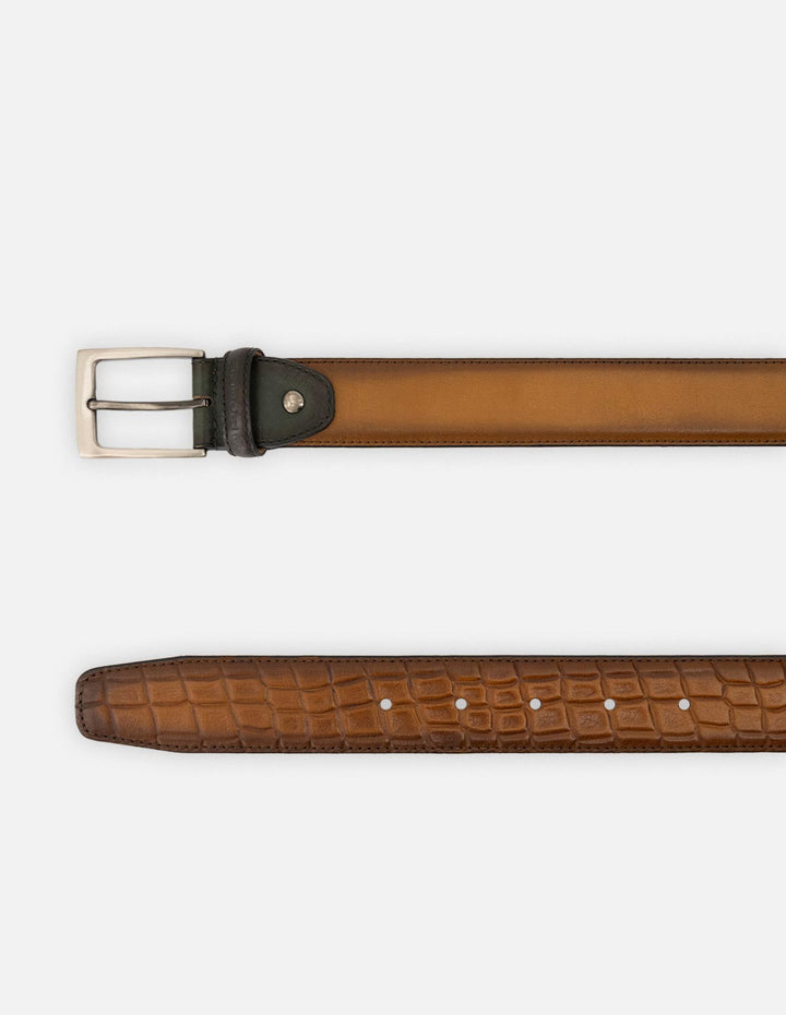 Cinturón en piel napa color cuero para hombre