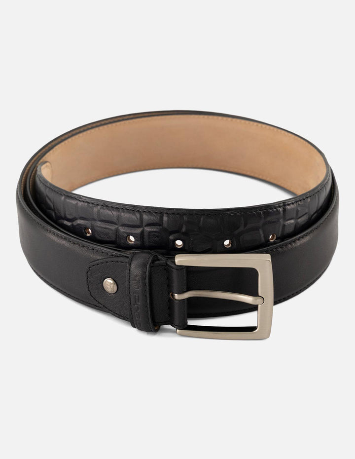 Cinturón en piel napa color negro para hombre