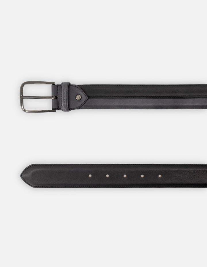 Cinturón en piel napa color gris para hombre