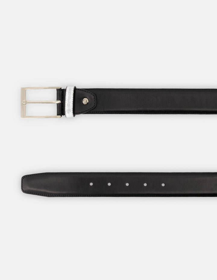 Cinturón en piel napa color negro para hombre