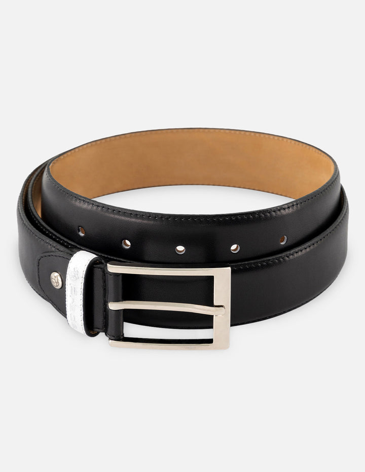 Cinturón en piel napa color negro para hombre