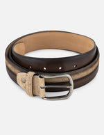 Cinturón café en piel ante para hombre con efecto aerógrafo