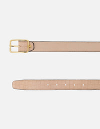 Cinturon de piel para mujer color nude