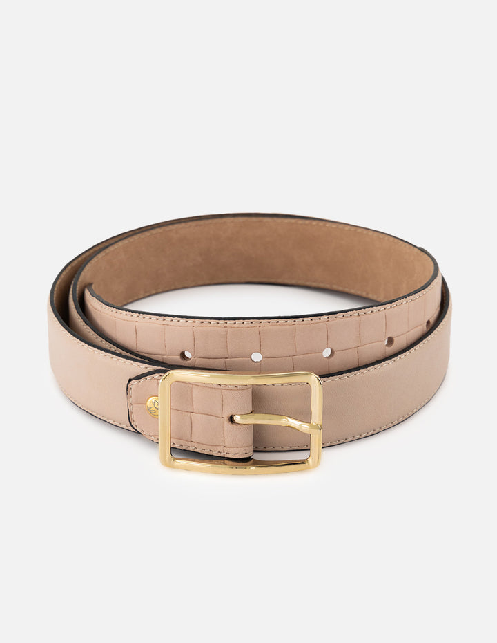 Cinturon de piel para mujer color nude