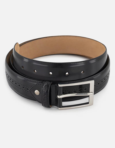 Cinturón color café en piel ante para hombre con combinación de materiales