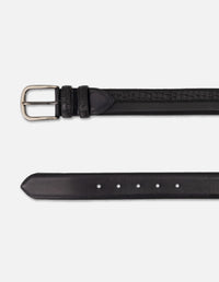 Cinturón negro piel coco para hombre con combinación materiales