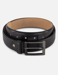 Cinturón negro piel para hombre con Combinación de materiales