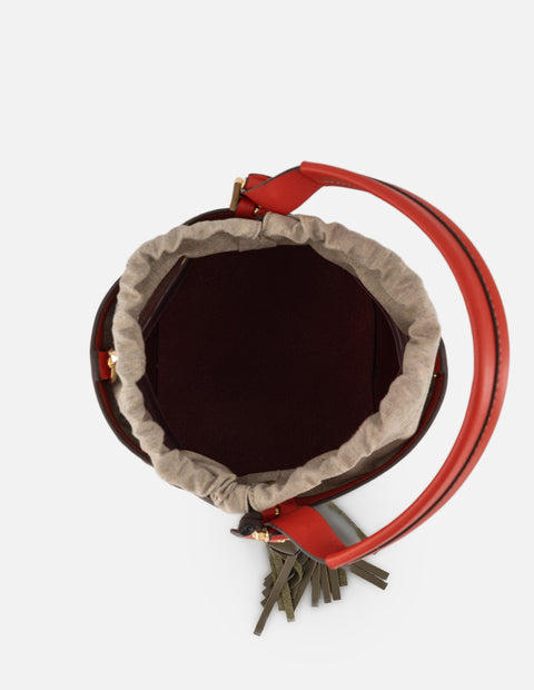 Bolso bucket negro piel para mujer con logo Pd