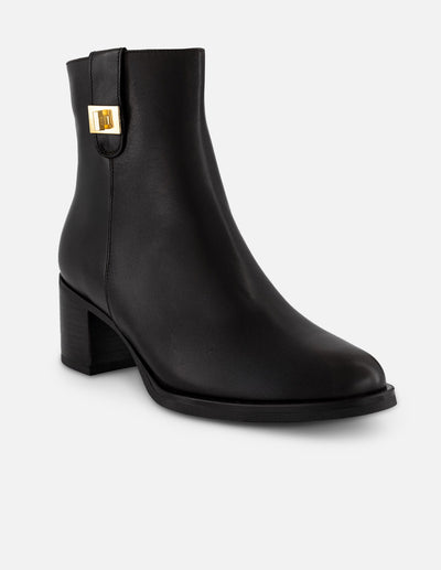Botines negro piel para mujer con tira lateral