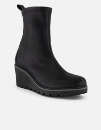Botines color negro lycra piel con detalle metálico para mujer