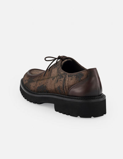 Wallabee beige textil para hombre con combinación de materiales