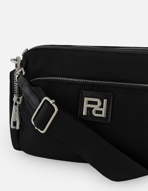 Bandolera negro nylon para mujer con 5 compartimentos