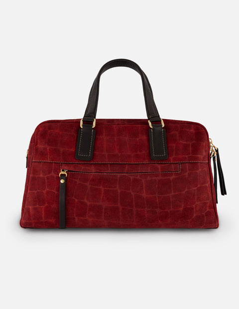 Bolso bowling rojo ante tipo coco para mujer con colgantes