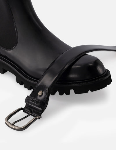 Botin Chelsea en piel florantik  color negro con suela tipo comando para hombre.