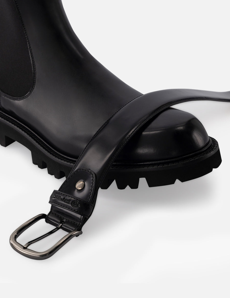 Botin Chelsea en piel florantik  color negro con suela tipo comando para hombre.