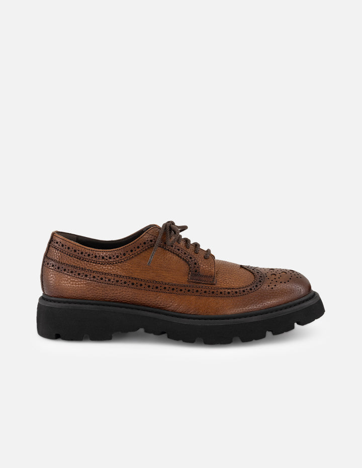 Zapato Blucher color cuero de piel para hombre con picado María