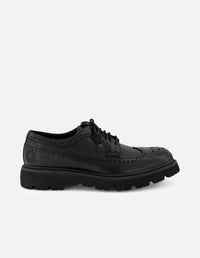 Zapato Blucher negro de piel para hombre con picado María