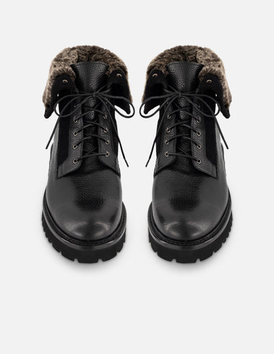 Botines negros para hombre con acabado tipo sherpa