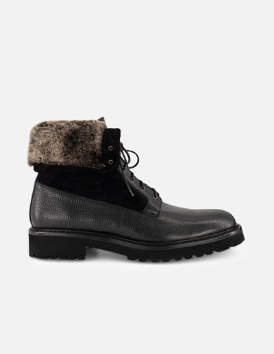 Botines negros para hombre con acabado tipo sherpa