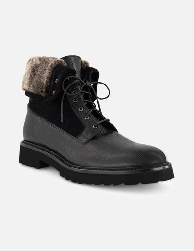 Botines negros para hombre con acabado tipo sherpa