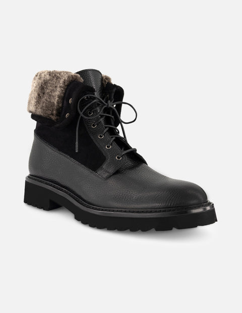Botines negros para hombre con acabado tipo sherpa