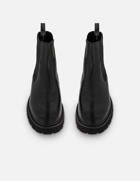 Botines Chelsea negros de piel florantic con acabado brillante para hombre
